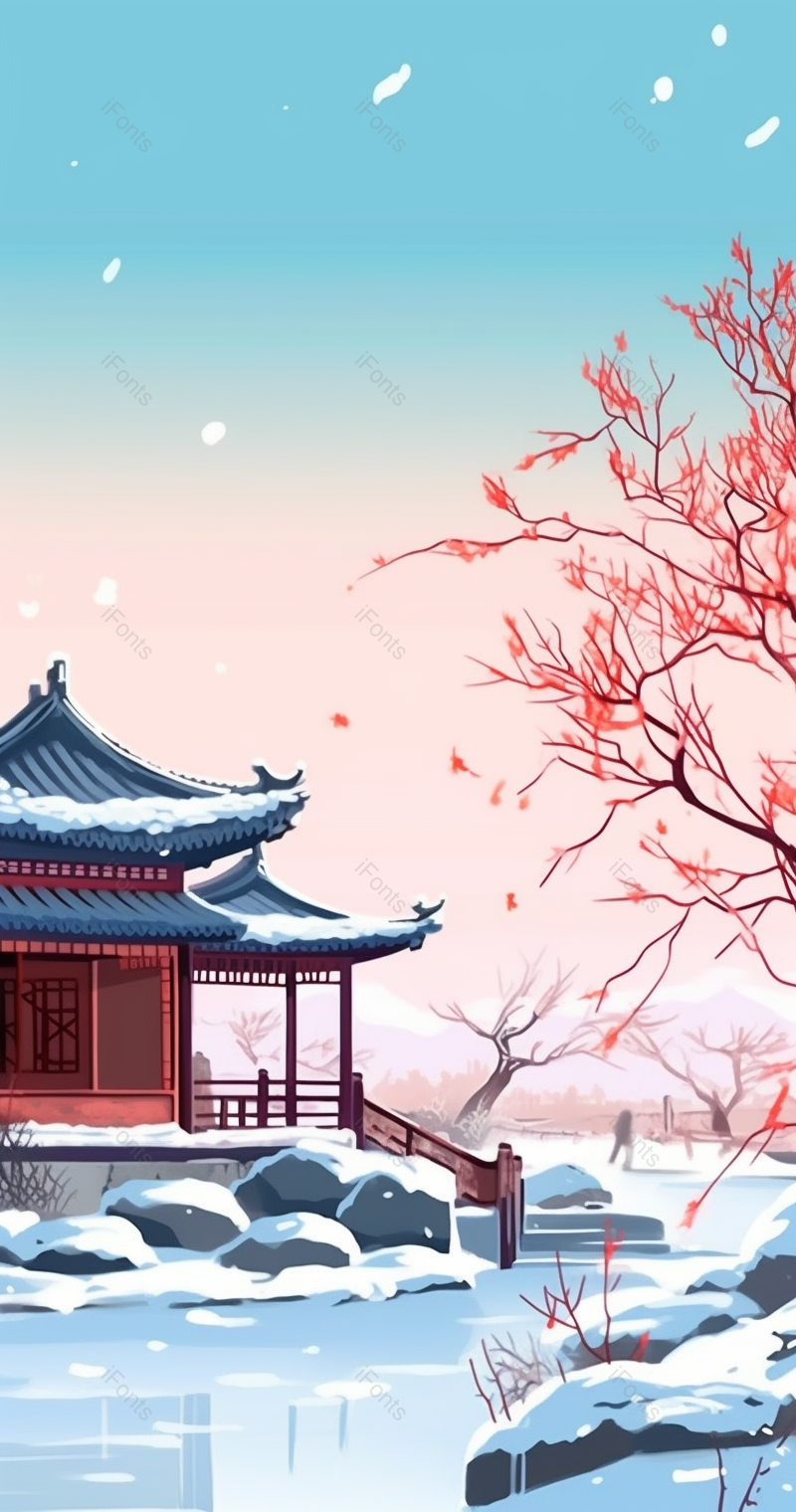 中国风冬季霜降风景图,插画/手绘图,插画/手绘图库,插画/手绘图下载,插画/手绘